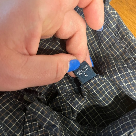 Ralph Lauren men’s navy tan cream plaid 100% cotton classic fit button down XL - Picture 4 of 7